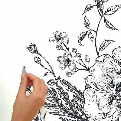 Peony Peel And Stick Giant Wall Decal Black/White - RoomMates - Image 3