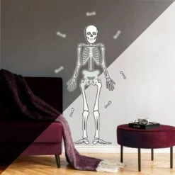 Skeleton Glow In The Dark Peel And Stick Giant Wall Decal White/Black - RoomMates