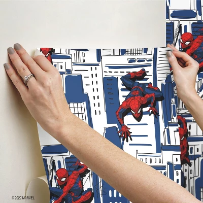 Spider-Man Cityscape Peel And Stick Wallpaper Red/Blue/Gray - RoomMates - Image 6