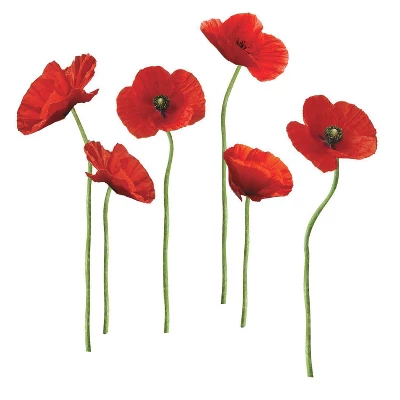 Poppies At Play Peel And Stick Giant Wall Decals Red - ROOMMATES - Image 2