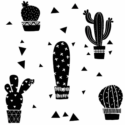 Geo Cactus Peel And Stick Wall Decal Black - RoomMates - Image 2