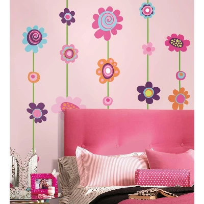 Flower Striped Peel And Stick Giant Wall Decal - RoomMates - Image 5