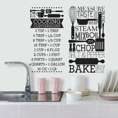 Cooking Conversions Peel And Stick Wall Decal Black/White - RoomMates - Image 3