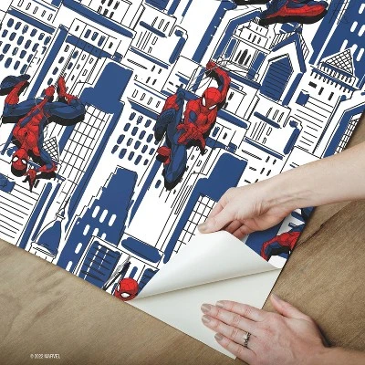 Spider-Man Cityscape Peel And Stick Wallpaper Red/Blue/Gray - RoomMates - Image 7
