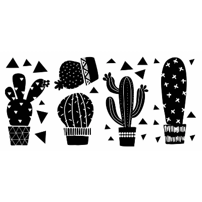 Geo Cactus Peel And Stick Wall Decal Black - RoomMates
