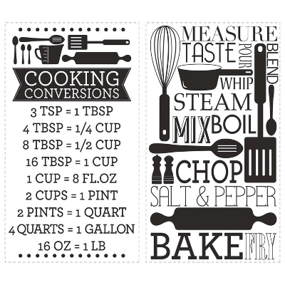 Cooking Conversions Peel And Stick Wall Decal Black/White - RoomMates